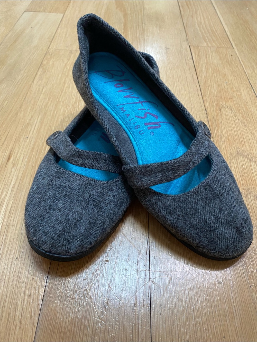 Soft Gray Mary Jane Flats with Foam Insole by Blowfish
